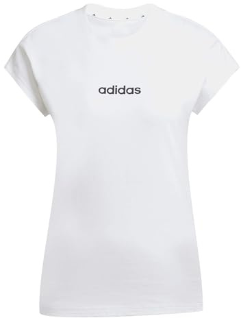 adidas Women's Essentials Linear Cotton Shirt, White/Black, L