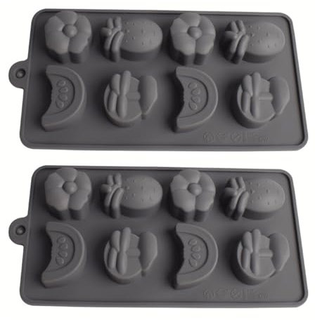 PTaizjjz 2 moldes de silicona para cubitos de hielo de verano, palma de coco, flor, piña, sandía, chocolate, cubitos de hielo, dulces, gelatina, moldes para hacer frutas de verano