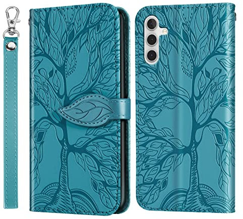 Vkooer Coque pour Samsung Galaxy S24 FE Premium Cuir PU Étui Portefeuille à Rabat Housse Flip Case avec Poches Fermeture Magnétique Etui de Protection pour Galaxy S24 FE Smartphone, Turquoise