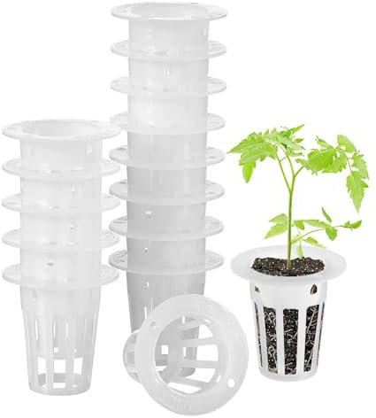 MaoNativey Vasi per Idroponica, 20 Pezzi Vasi Idroponica Cesto Idroponico Coltiva Cesto Giardino Net Cup Vasi di Plastica Tondo per Coltivazione in Vaso, Piantare Piante Acquatiche,Bianco