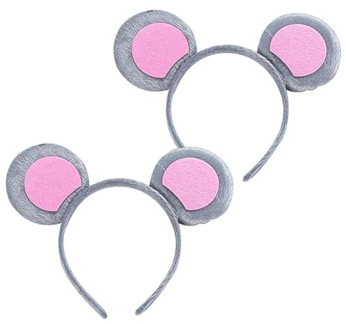 mkemka 2Pcs Mouse Ears Headband Animal Ears Headband Mouse Costume Hairband Animals Hair Hoop Mouse Ears Headbands for Birthday Christmas Theme Party Supplies