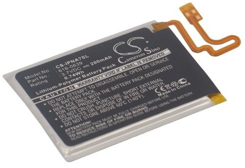 200mAh 0.74Wh Battery Replacement for Apple A1446, iPod Nano 7, iPod Nano 7th Media Player fit Part No. 616-0639, 616-0640