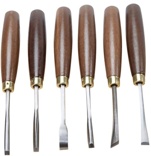 jojofuny 6piezas Kit De Cinceles Para Tallado De Madera Herramientas Manuales Ergonómicas Mango De Madera Cómodo