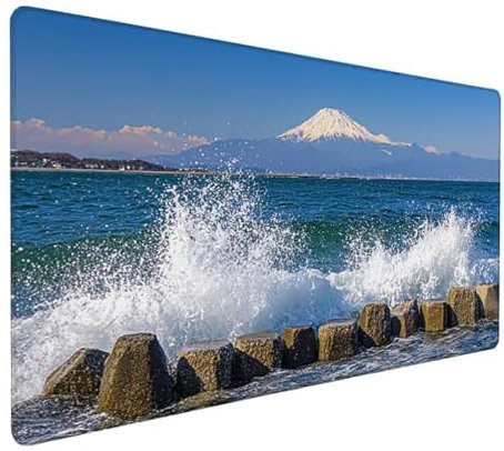 Gaming Tapis de Souris XXL 800 x 400 x 3 mm Grand Tapis de Souris Bleu Mouse Pad Mer Tapis Souris Résistant à l'eau Surface Lisse et Base en Caoutchouc Anti-dérapant, Decoration Chambre Gifts Z-87