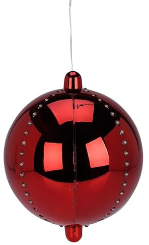 URBNLIVING 15cm LED Light Up Red Ball Christmas Tree Decoration Warm White Timer for Xmas Party/Wedding/Gaming Room Decoration Tree Lights Indoor Outdoor
