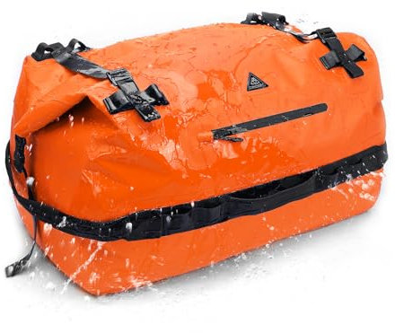 Haimont wasserdichter Rucksack, vielseitig wasserdicht Tasche, Dry Bag komfortabel, RollTop, Strand, Boot, Kanu, Paddel, Kajak, Camping, Angeln, Motorrad, 90L/Orange