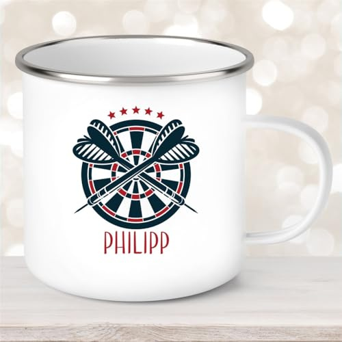 Tasse Dart #1 Wunschname Emaille Kinderbecher personalisiert