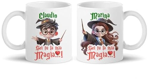 Gattablu Coppia di tazze mug 11oz Sei tu la mia magia, maghetti, ti amo! Personalizzate con nomi! San Valentino regalo amore!