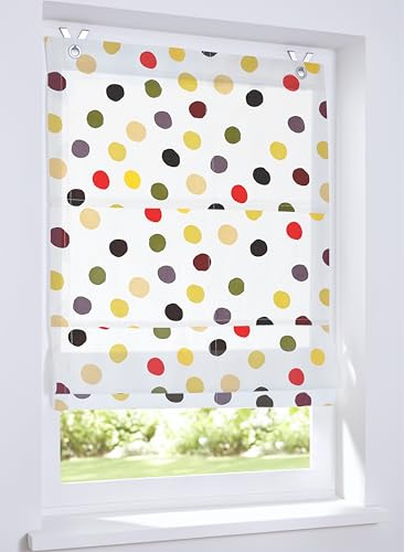 Ösenrollo Dots Kinderdesign mit bunten Punkten aus 100% Baumwolle, Blickdicht und lichtfilternd, Größe 100 x 120 cm