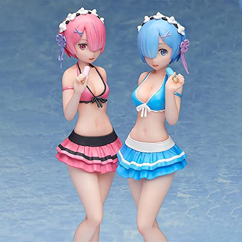 XFZJCHAP Rem Ram, Swimsuit Girl 15cm Ornamts, Re: Life Zero, Anime Game PVC Figure Models, Otaku Anime Fan Birthday Gift, Adult Collectible Toy, Desk Decoration