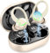 Wireless Earbuds, Bluetooth 5.4 Headphones with 4 ENC Noise Canceling Mic, 50H Playtime Stereo Wireless Earphones with LED Display, Over Ear Buds with Earhooks, IP7 Waterproof for Sport, Beige White