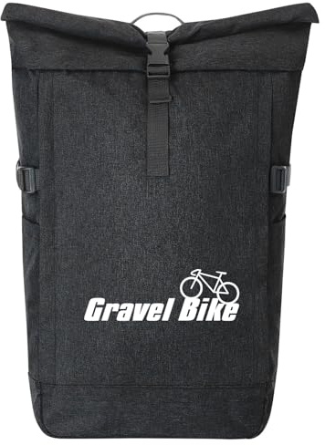 Huuraa Kurierrucksack Gravel Bike Fahrrad 30-44 Liter Black Melange Fairtrade Rolltop Rucksack Geschenkidee
