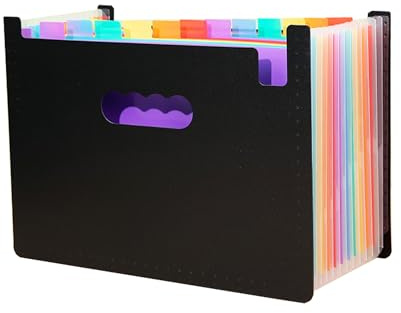 LIMEQKI Dokumentenmappe A4 13 Fächer, Dokumententasche A4 Mit Farbenfrohe, Partitionen Mappe Ordner Fächermappe Sammelmappe Binder Ordnungsmappe Dokumenten Organizer (Schwarz)