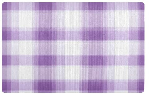 Flieder Lila Plaid Muster Fußmatte Haustürmatte rutschfeste Schmutzfangmatten für Eingang, Innen, Küche, 50 x 80 cm