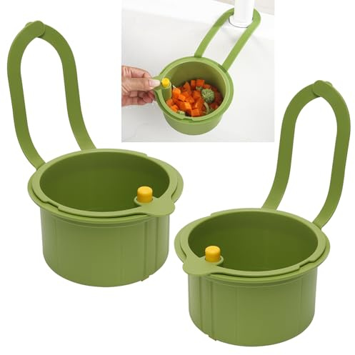 2 Pcs Hanging Sink Strainer Basket, Food Catcher Sink Drain Plastic, Sink Filter Basket Self Cleaning for Kitchen Bathroom