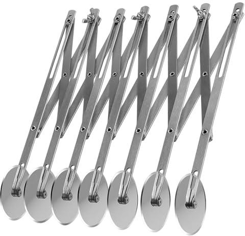 LWLWA Cortapizza Profesional de 7 Ruedas – Cortador de Pizza en Acero Inoxidable Ajustable, Corta Pizza para Masa, Pasteles y Crêpes