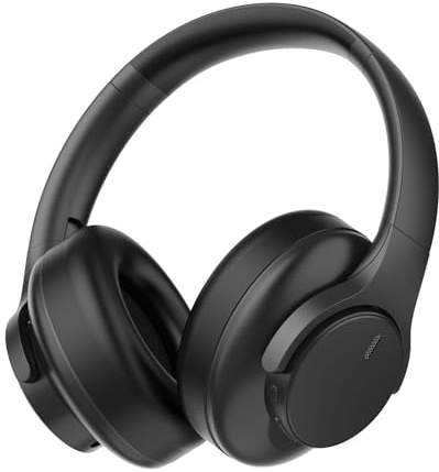 elzle Over-Ear Bluetooth-hörlurar, 82 timmars batteritid, Bluetooth 5.4, inbyggd mikrofon, vikbar och lätt för resor/studier/kontor – svart | Bluetooth 5.4, Hi-Fi-ljud, perfekt för resor, studier och kontor - svart, med snabb laddning och lång livslängd