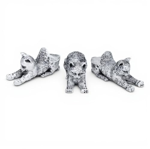 FAUOSWUK Resin Animal Plant Pot Feet Sturdy Holders Elevator for Indoor Outdoor Decor, Set of 3 for Living Room Office Bedroom Entrance (Lazy Cat)