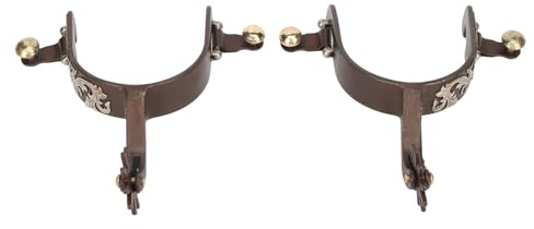 Hamwesh Speroni da Cowboy, Speroni da Stivale con Fiori Intagliati a Mano in Acciaio a Basso Tenore di Carbonio in Bronzo Vintage, da Cavallo con Ingranaggio Girevole per la Monta e la Decorazione