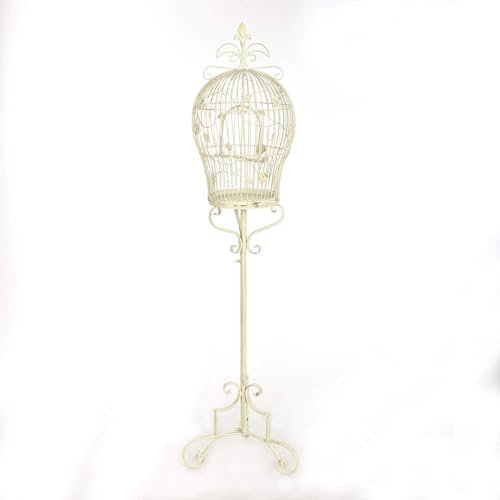 Antyki24 Deko Vogelkäfig Auf Ständer | Metall Klatka Vintage Ecru | Shabby Chic Deko Für Wohnzimmer Schlafzimmer | Prowansalski Stil | Selbstmontage Einfach