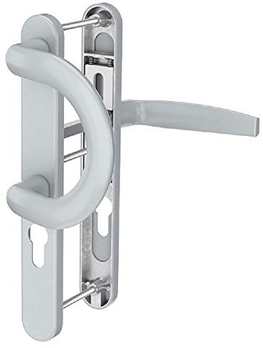 Schmalrahmengarnitur Schutzbeschlag Schildgarnitur Aluminium Wechselgarnitur 8 / 92mm (Bügel/Drücker, Silber)