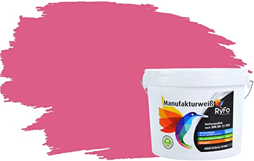 RyFo Colors Bunte Wandfarbe Manufakturweiß Pink 3l - weitere Violett Farbtöne und Größen erhältlich, Deckkraft Klasse 1, Nassabrieb Klasse 1