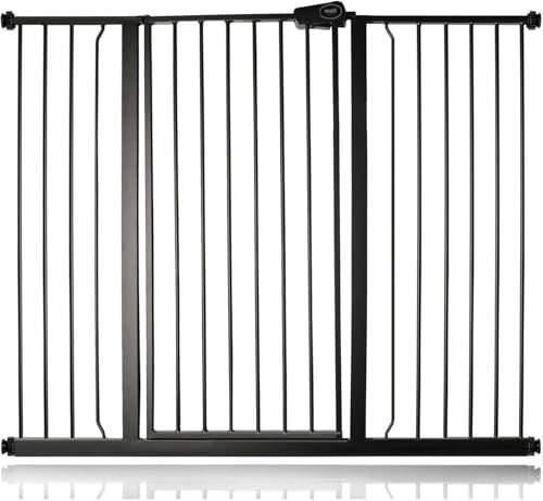 Safetots Extra Tall Metal Safety Gate Pressure Fit, 126.7cm - 134.3cm, Matt Black, 104cm in Height, Extra Tall Stair Gate, Tall Baby Gate, Easy Installation