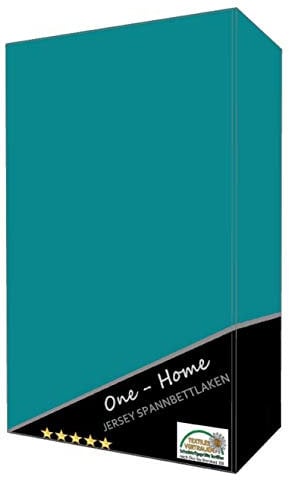 one-home 2er Set Spannbettlaken Bettlaken Petrol 140x200 cm - 160x200 cm Jersey Baumwolle