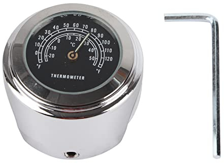 Motorcykelhandtag termometer, 22–25 mm, vattentät motorcykelstyrtermometer, monteringstillbehör, motorcykelhandtagstermometer, instrument (svart)