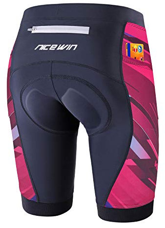 NICEWIN Radlerhose Damen mit Sitzpolster 4D Gepolstert Fahrradhose kurz Sporthose Atmungsaktive Schnell Trocknende Stoßfeste Radlershorts Damen,S,Rot