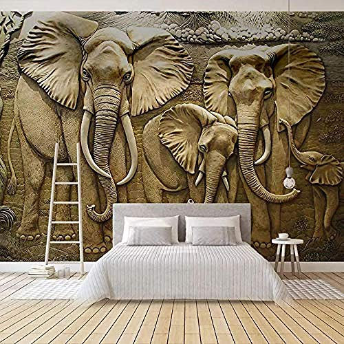 Holzschnitzerei Tapete Wandbild Thai Sofa Tapete Thai Dekoration 3D Dreidimensionale Relief Elefant Tapete Tapete W Wanddekoration fototapete 3d Tapete effekt Vlies wandbild Schlafzimmer-430cm×300cm