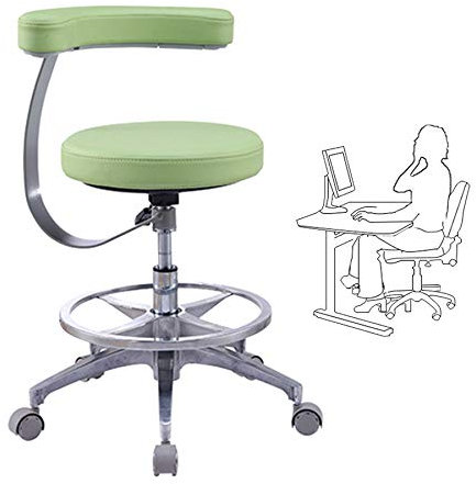 Arbeitshocker Rollhocker Drehhocker Mit Lehne, Bürohocker Friseur Werkstatt, Höhenverstellbar Und Drehbar, Einstellbereich: 45-57 Cm,B