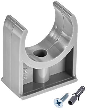 sourcing map PVC Pipe Clamps Clips 32mm, Fit for 32mm/1.26 OD TV Trays Tubing Hose Hanger Support Pex Tubing, W Mounting Screws Grey 20Pcs