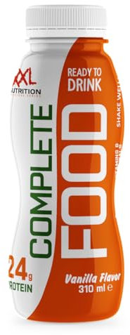 XXL Nutrition - Complete Food Drink - All-in-One-Getränk, Komplexe Kohlenhydrate, Vitamin- und Mineralkomplex, 24 Gramm Protein pro Flasche, Vanille - 6-pack