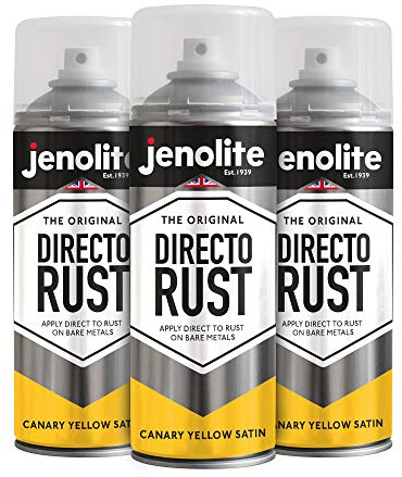 JENOLITE- Directorust Rostschutzfarbe. Multifuntions Sprühfarbe für verschiedene Oberflächen. Farbe: Canary Yellow Satin. Inhalt: 3x 400ml