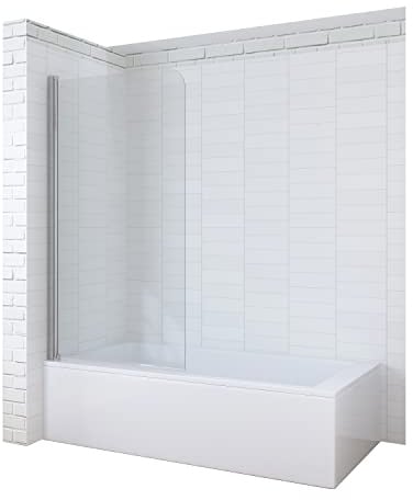 AQUABATOS® 80 x 140 cm Badewannenaufsatz Duschtrennwand Duschabtrennung Duschwand Glas für Badewanne aus 5 mm ESG Einscheiben Sicherheitsglas mit Nanobeschichtung