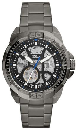 Fossil Bronson Herrenuhr, 44mm Automatikuhrwerk mit Edelstahl- oder Lederarmband