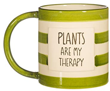 Sass & Belle Plants Therapy Mug - Ceramic Tea or Coffee Cup | Stylish Coffee Mug Gift for Women Men Plant Lovers | Sass and Belle Kitchen Accessory