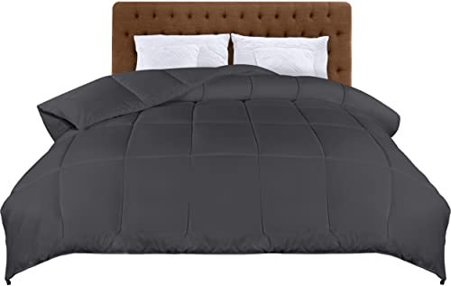 Utopia Bedding Bettdecke 155 x 220 cm, leichte Bettdecke mit Polyesterfüllung für 4 Jahreszeiten, Mikrofaser, Bettbezug für 1 Person (Grau)