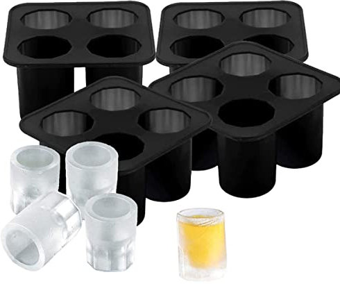 CANDeal - Molde De Silicona Para Vaso De Chupito Para Resina Y Whisky Congelado, Bandeja Para Cubitos De Hielo De 9 Cm X 9 Cm, Moldes Para Hacer Vasos Comestibles, Moldes Para Vasos De Hielo (4-Pack)