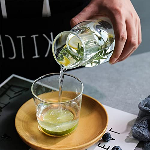 YQYAZL Juego de jarra de agua de noche con vaso de vidrio para dormitorio, mesita de noche, botella de enjuague bucal de vidrio para baño, jarra de agua nocturna con juego de tazas, transparente