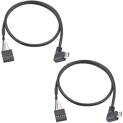 Duttek Micro USB auf USB Header Dupont Kabel, Micro USB Stecker auf 9 polige Buchse PCB Motherboard Dupont Verlängerungskabel (50cm, 2 Stück)