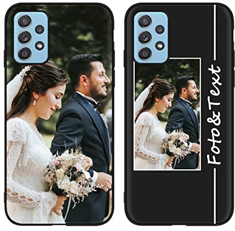 Yoedge Personalisierte Handyhülle für Samsung Galaxy A52/ A52s 5G Hülle Personalisiert 6,5,Schwarz Schutzhülle mit Eigenem Foto Bedrucken Bild Text Individuelle,Selbst Gestalten Hülle für Samsung A52
