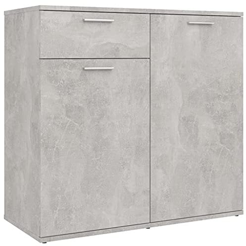 vidaXL Sideboard mit 2 Türen 1 Schublade Kommode Anrichte Mehrzweckschrank Beistellschrank Schrank Standschrank Betongrau 80x36x75cm Holzwerkstoff