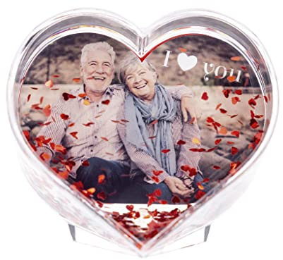 Wanapix |Boule de Coeur Personnalisée | Boule à Neige Personnalisée avec Photo | Cadeau Original |Saint Valentin/l'anniversaire/Amoureux| Forme de cœur 4,5x9 cm