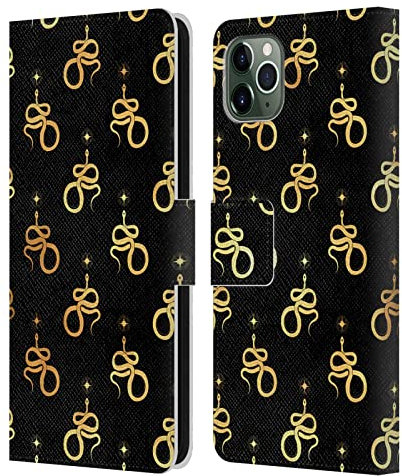 Head Case Designs Licenciado Oficialmente Haroulita Serpiente Oro Celestial Carcasa de Cuero Tipo Libro Compatible con Apple iPhone 11 Pro MAX
