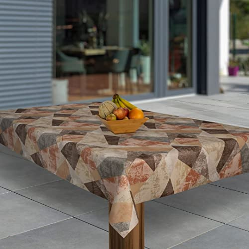 laro Wachstuch-Tischdecke Abwaschbar Garten-Tischdecke Wachstischdecke PVC Plastik-Tischdecken Eckig Meterware Wasserabweisend Abwischbar, Muster:Mediteran Karo Braun, Größe:100x160