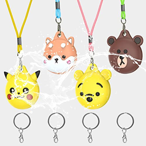 [4 Stück] Cartoon Schutzhülle für AirTag, MIYEOK wasserdichte Airtag-Halskette für Kinder, Verstellbarer versteckter AirTag Halter,Für Apple Airtag Kinderhülle,mit Schlüsselring