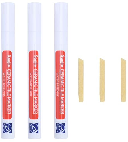 3 Pezzi Fughe Piastrelle Pennarello, Bianco Pulisci Fughe Piastrelle, Stucco per Fughe Piastrelle, Sbianca Fughe Piastrelle con Punta di Ricambio per Ripristinare Piastrelle, Pavimenti, Pareti, Bagni