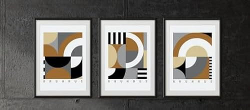 ShopHaven Bauhaus Poster Bedruckbare Wandkunst, 8x10 Wandkunst Druck, Dreiteilige Wandkunst, Neutral Bauhaus Kunstdruck, Abstrakte Wandkunst, Set von 3 Drucken (Ungerahmt)